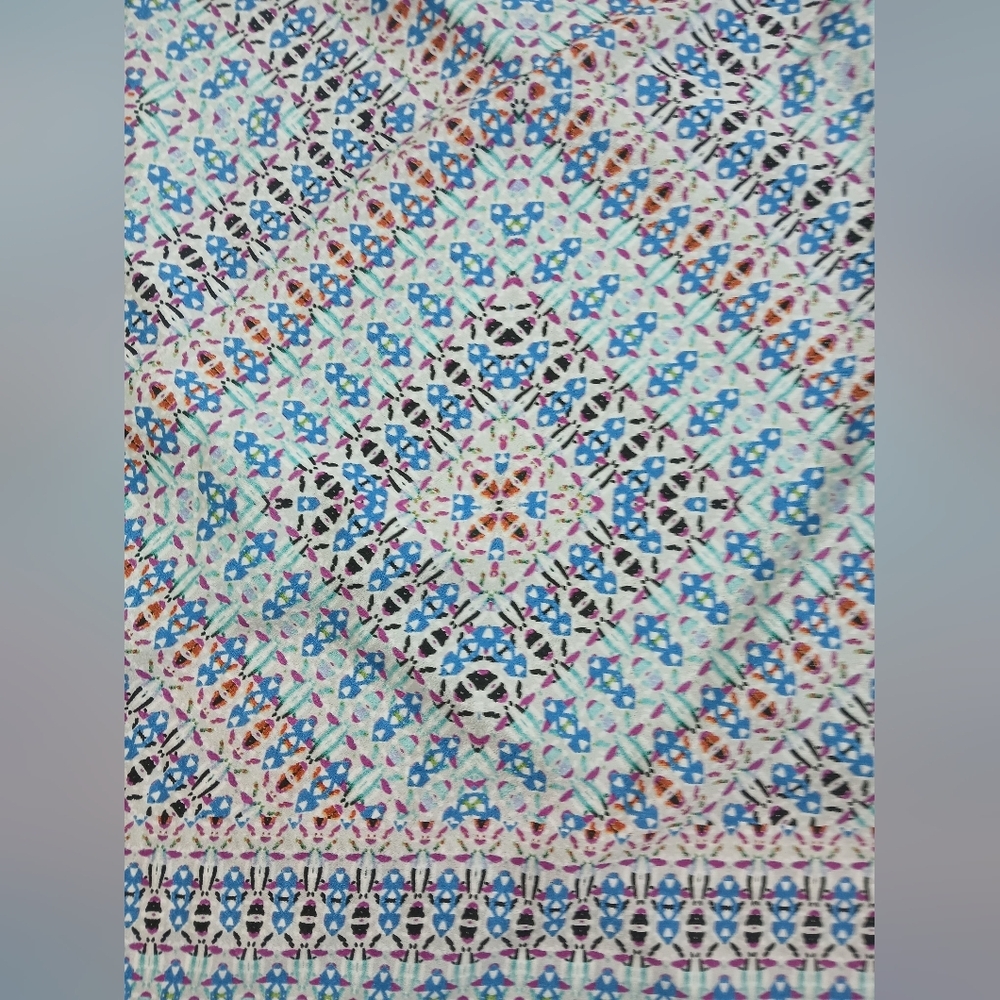 The Limited Halter Dress In  Blue and Orange Patterned Geometric. Size Medium - Picture 3 of 6